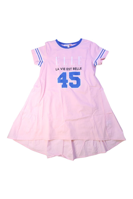 A Pink Short Sleeve Dresses from ELLE in size 5T for girl. (Front View)