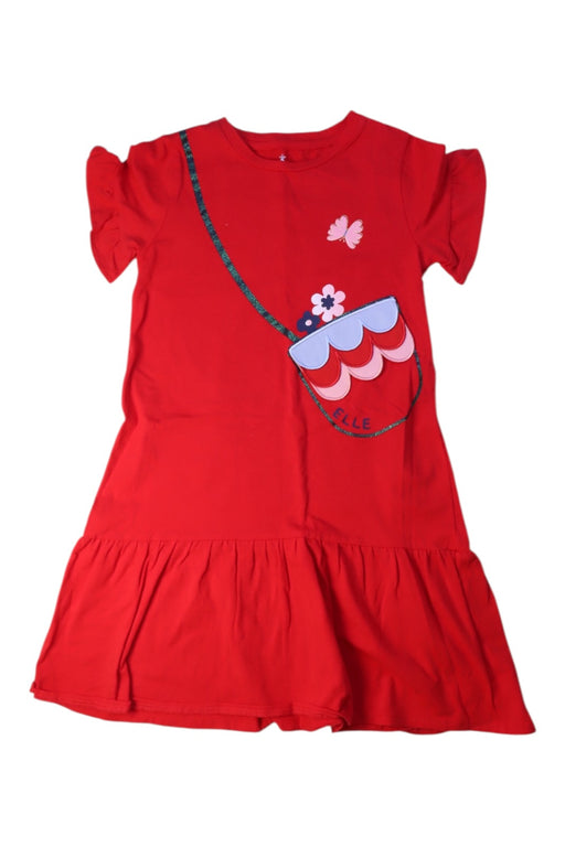 A Red Short Sleeve Dresses from ELLE in size 5T for girl. (Front View)
