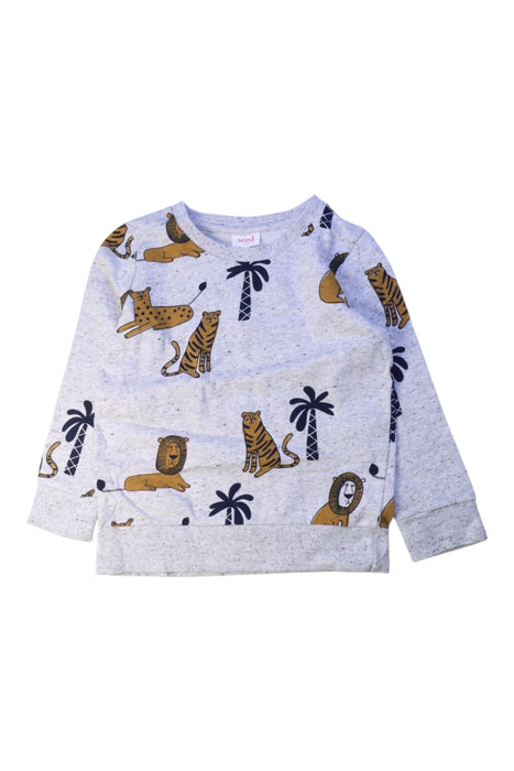 A Grey Long Sleeve Tops from Seed in size 6T for neutral. (Front View)