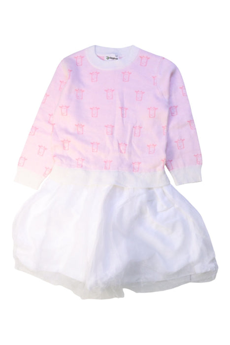 A Pink Long Sleeve Dresses from Kingkow in size 4T for girl. (Front View)