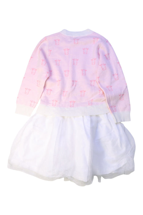 A Pink Long Sleeve Dresses from Kingkow in size 4T for girl. (Back View)