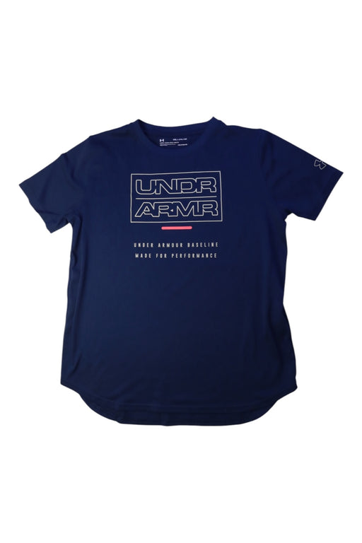 A Navy Short Sleeve T Shirts from Under Armour in size 14Y for neutral. (Front View)