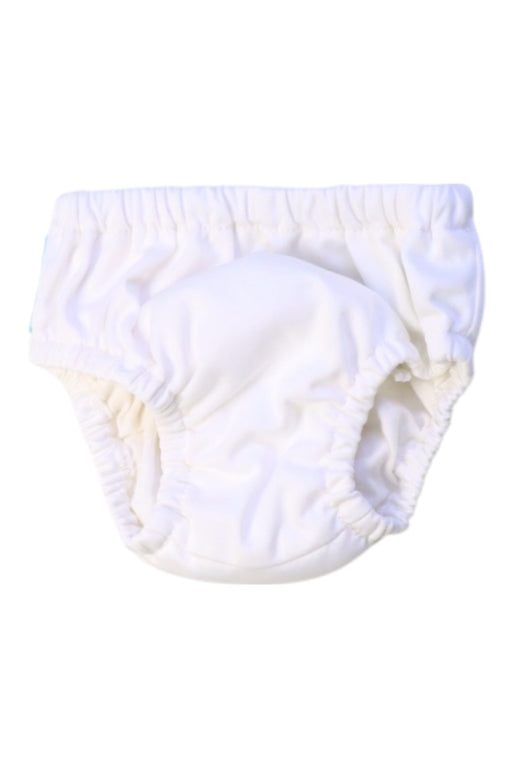A White Swim Diapers from Charlie Banana in size 3-6M for neutral. (Front View)