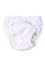 A White Swim Diapers from Charlie Banana in size 3-6M for neutral. (Front View)
