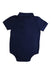 A Navy Short Sleeve Bodysuits from Ralph Lauren in size 12-18M for boy. (Back View)