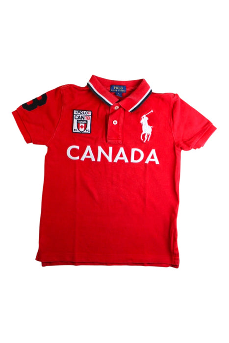 A Red Short Sleeve Polos from Polo Ralph Lauren in size 6T for boy. (Front View)