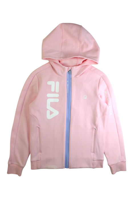 A Pink Zippered Sweatshirts from Fila in size 10Y for girl. (Front View)