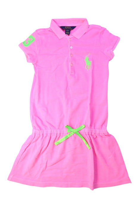 A Pink Short Sleeve Dresses from Polo Ralph Lauren in size 5T for girl. (Front View)