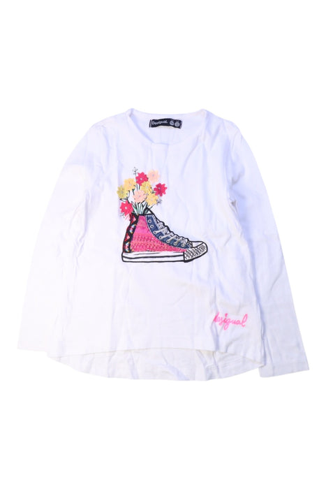A White Long Sleeve Tops from Desigual in size 5T for girl. (Front View)