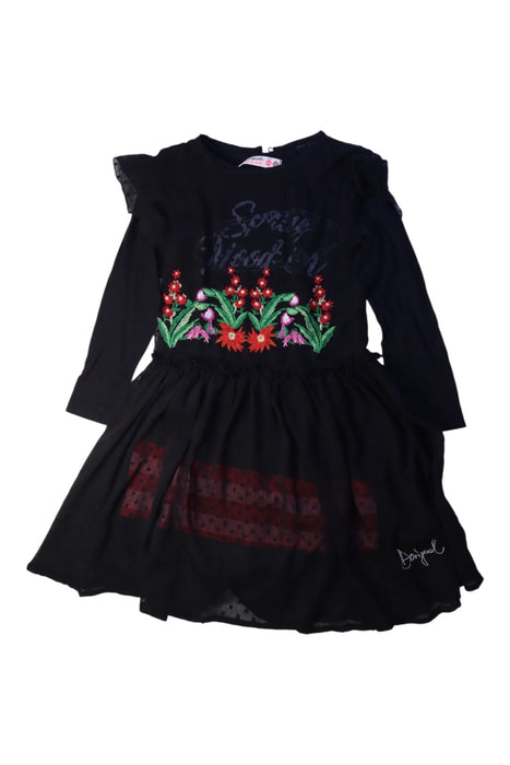 A Black Long Sleeve Dresses from Desigual in size 5T for girl. (Front View)