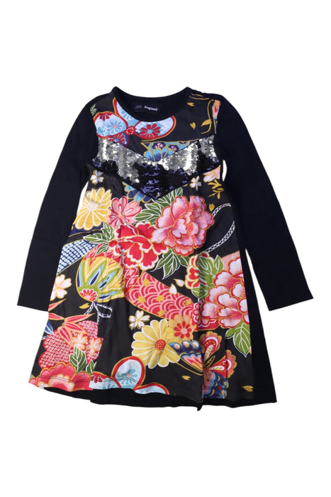 A Multicolor Long Sleeve Dresses from Desigual in size 5T for girl. (Front View)