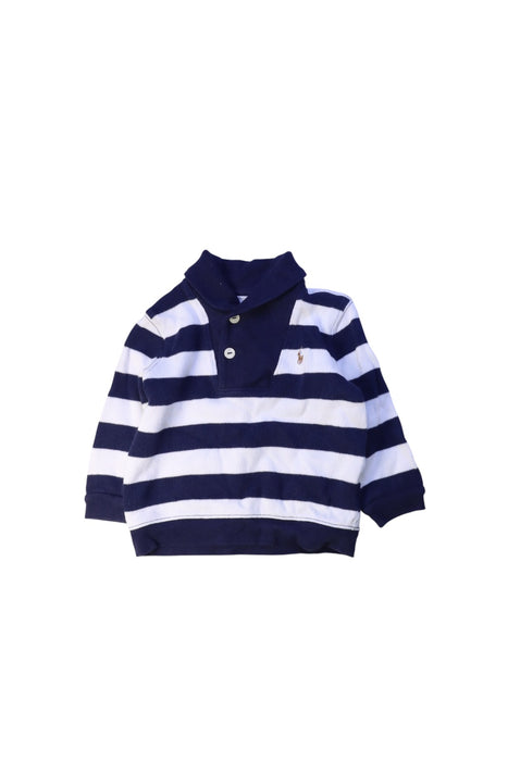 A Navy Long Sleeve Polos from Ralph Lauren in size 12-18M for boy. (Front View)