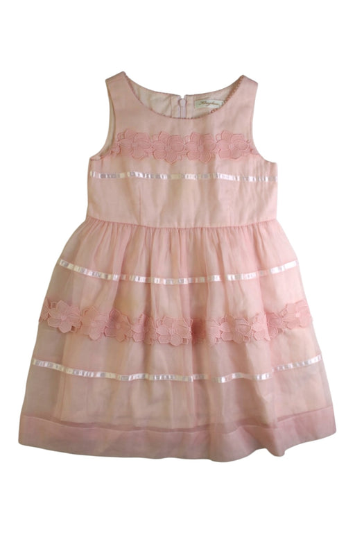 A Pink Sleeveless Dresses from Kingkow in size 6T for girl. (Front View)