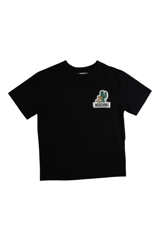 A Black Short Sleeve T Shirts from Moschino in size 5T for boy. (Front View)