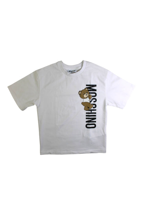 A White Short Sleeve T Shirts from Moschino in size 5T for boy. (Front View)