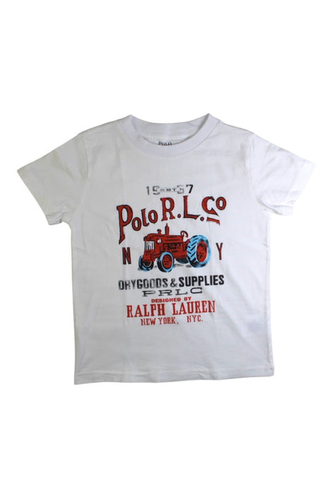A White Short Sleeve T Shirts from Polo Ralph Lauren in size 5T for boy. (Front View)