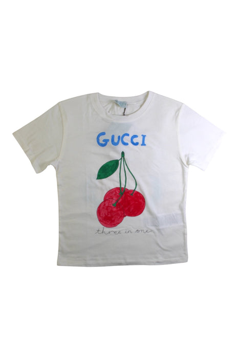 A White Short Sleeve T Shirts from Gucci in size 6T for girl. (Front View)
