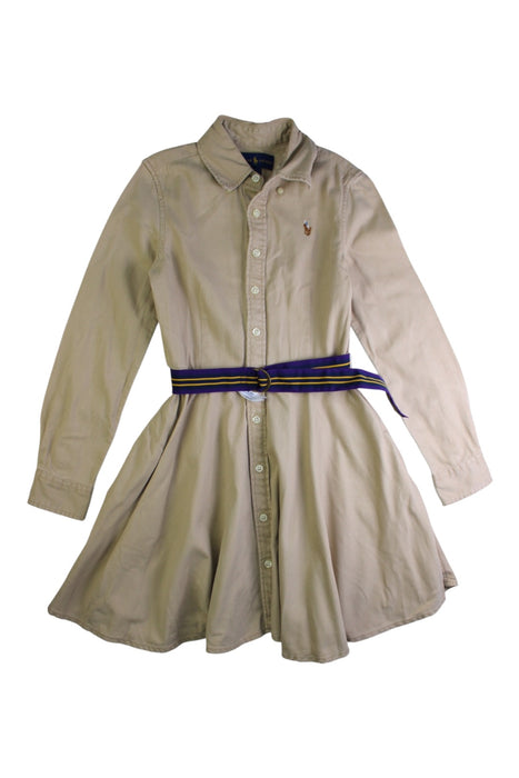 A Beige Long Sleeve Dresses from Polo Ralph Lauren in size 7Y for girl. (Front View)