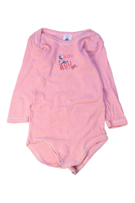 A Pink Long Sleeve Bodysuits from Petit Bateau in size 6-12M for girl. (Front View)