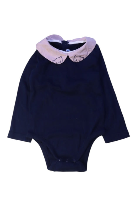 A Navy Long Sleeve Bodysuits from Jacadi in size 12-18M for girl. (Front View)