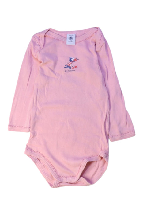 A Pink Long Sleeve Bodysuits from Petit Bateau in size 6-12M for girl. (Front View)