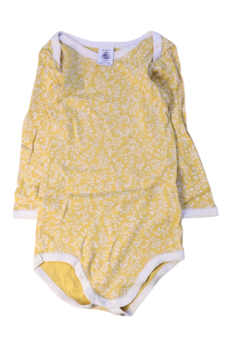 A Yellow Long Sleeve Bodysuits from Petit Bateau in size 12-18M for girl. (Front View)