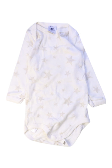A White Long Sleeve Bodysuits from Petit Bateau in size 3-6M for girl. (Front View)