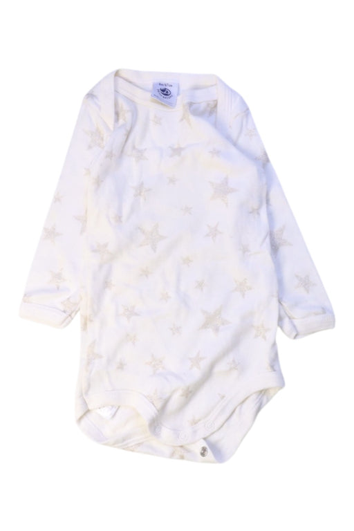 A White Long Sleeve Bodysuits from Petit Bateau in size 3-6M for girl. (Front View)