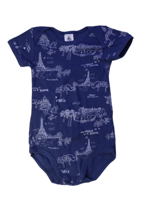 A Navy Short Sleeve Bodysuits from Petit Bateau in size 3T for boy. (Front View)