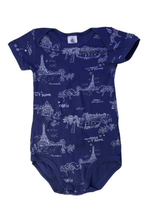 A Navy Short Sleeve Bodysuits from Petit Bateau in size 3T for boy. (Front View)