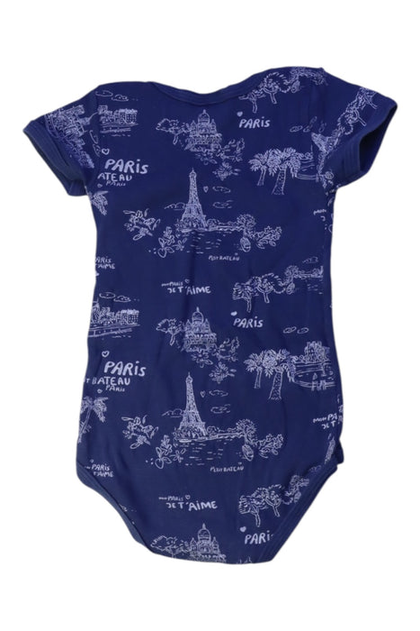 A Navy Short Sleeve Bodysuits from Petit Bateau in size 3T for boy. (Back View)