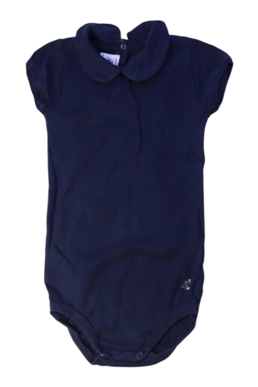 A Navy Short Sleeve Bodysuits from Petit Bateau in size 3T for girl. (Front View)