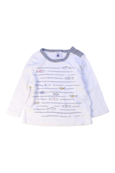 A White Long Sleeve T Shirts from Petit Bateau in size 3-6M for boy. (Front View)
