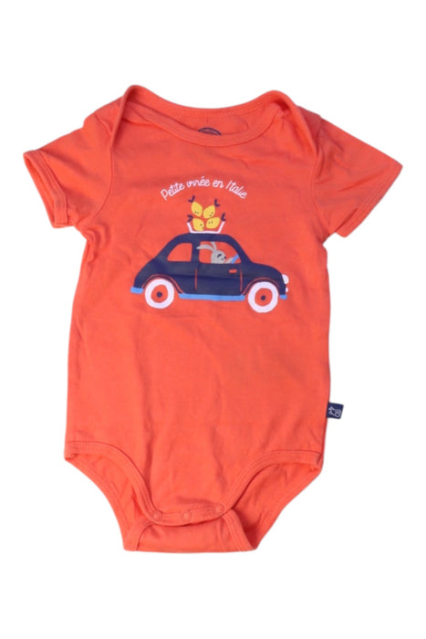 A Orange Short Sleeve Bodysuits from La Compagnie des Petits in size 3-6M for girl. (Front View)