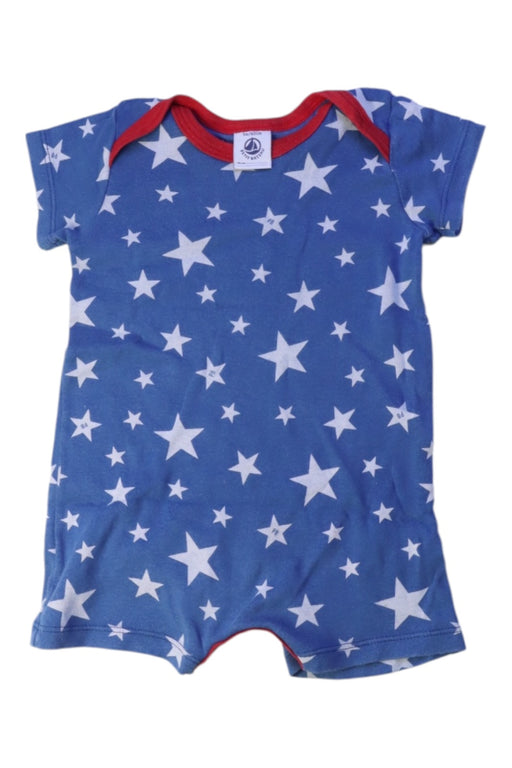 A Blue Short Sleeve Rompers from Petit Bateau in size 0-3M for boy. (Front View)