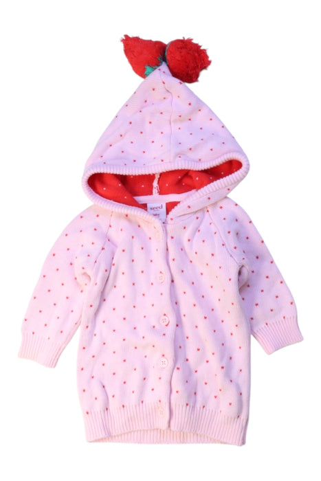 A Pink Hooded Sweatshirts from Seed in size 0-3M for girl. (Front View)