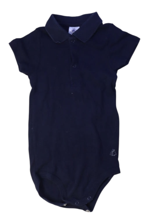 A Navy Short Sleeve Bodysuits from Petit Bateau in size 12-18M for boy. (Front View)