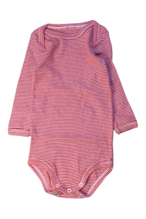 A Red Long Sleeve Bodysuits from Petit Bateau in size 6-12M for boy. (Front View)