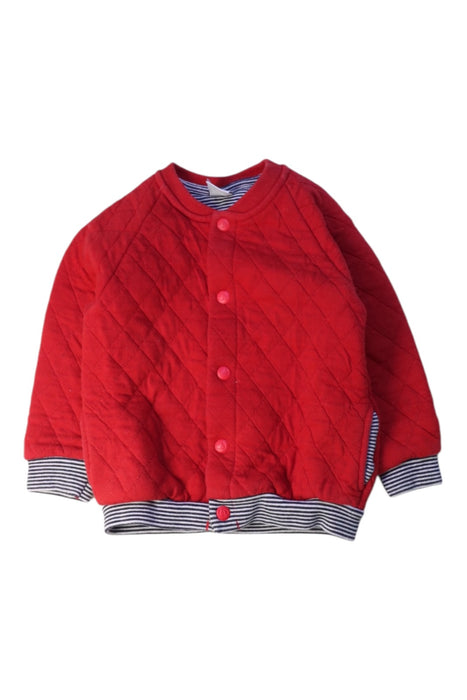 A Red Puffer/Quilted Jackets from Petit Bateau in size 2T for boy. (Front View)