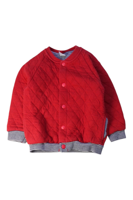 A Red Puffer/Quilted Jackets from Petit Bateau in size 2T for boy. (Front View)