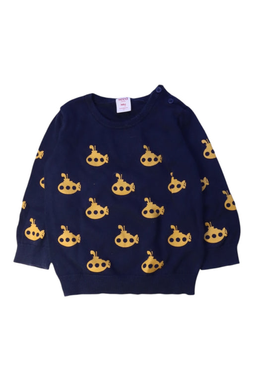 A Navy Crewneck Sweatshirts from Seed in size 18-24M for boy. (Front View)