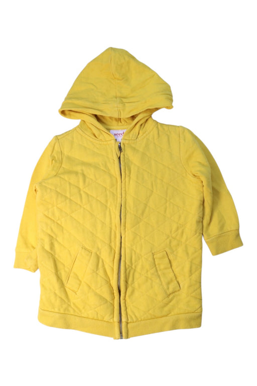 A Yellow Puffer/Quilted Jackets from Seed in size 2T for girl. (Front View)