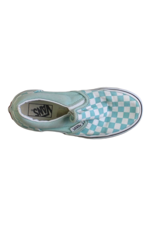 A Green Slip Ons from Vans in size 6T for neutral. (Front View)