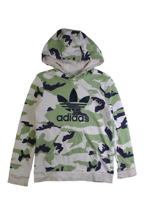 A Green Hooded Sweatshirts from Adidas in size 10Y for boy. (Front View)