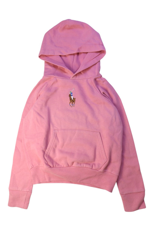 A Pink Hooded Sweatshirts from Polo Ralph Lauren in size 7Y for girl. (Front View)