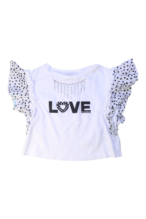 A White Short Sleeve Tops from Monnalisa in size 4T for girl. (Front View)
