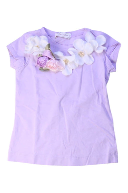 A Purple Short Sleeve Tops from Monnalisa in size 4T for girl. (Front View)