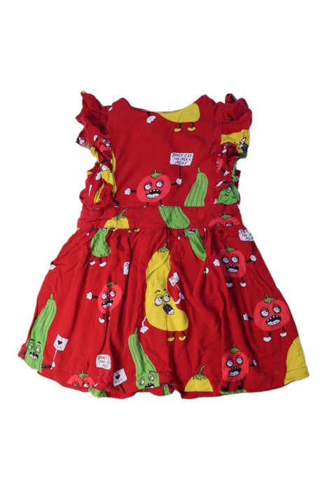 A Red Short Sleeve Dresses from Mini Rodini in size 3T for girl. (Front View)
