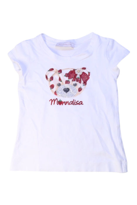 A White Short Sleeve Tops from Monnalisa in size 4T for girl. (Front View)