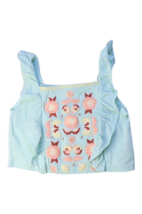 A Blue Sleeveless Tops from Louise Misha in size 4T for girl. (Front View)